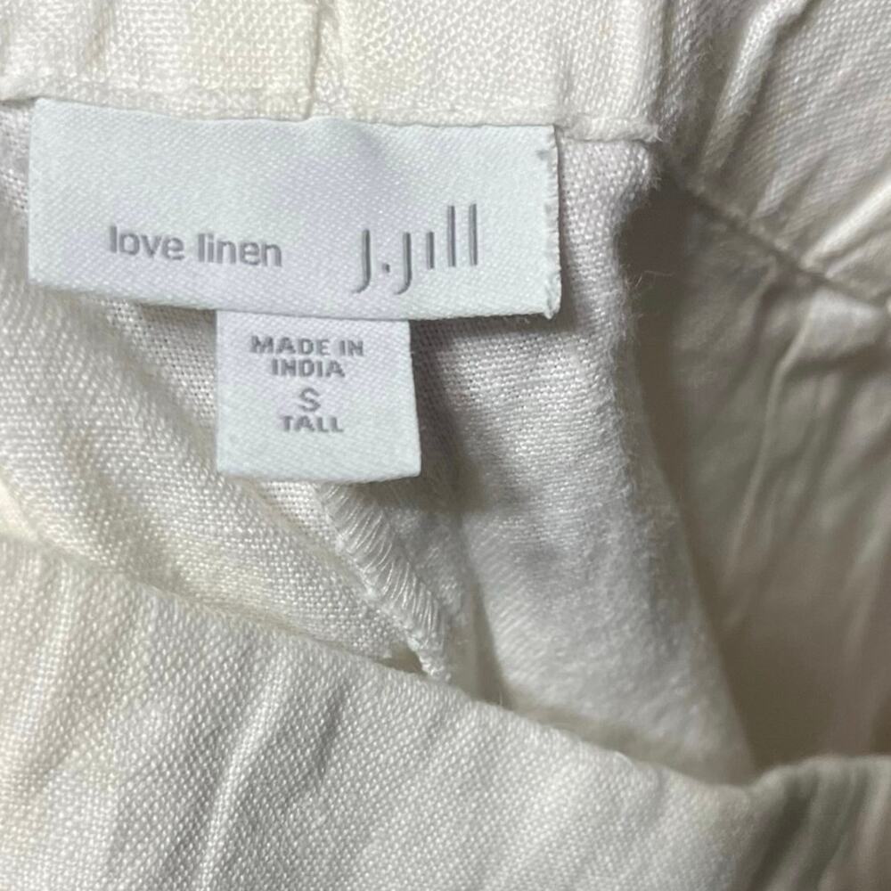 J Jill Love Linen Cropped Pull On Pants S Tall Pockets White Beach Minimalist - Picture 3 of 6